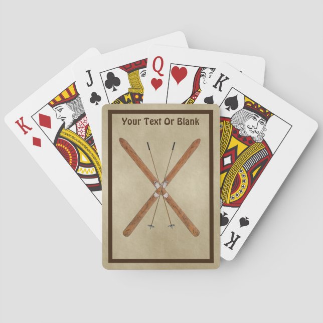 Baraja De Cartas Esquíes De Campo En Papel Antiguo (Reverso)