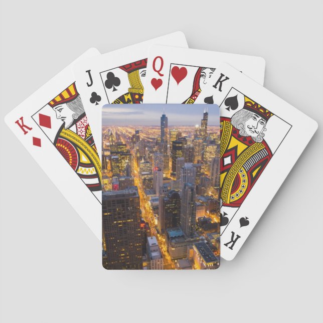 Baraja De Cartas Esquina del centro de Chicago al atardecer (Reverso)