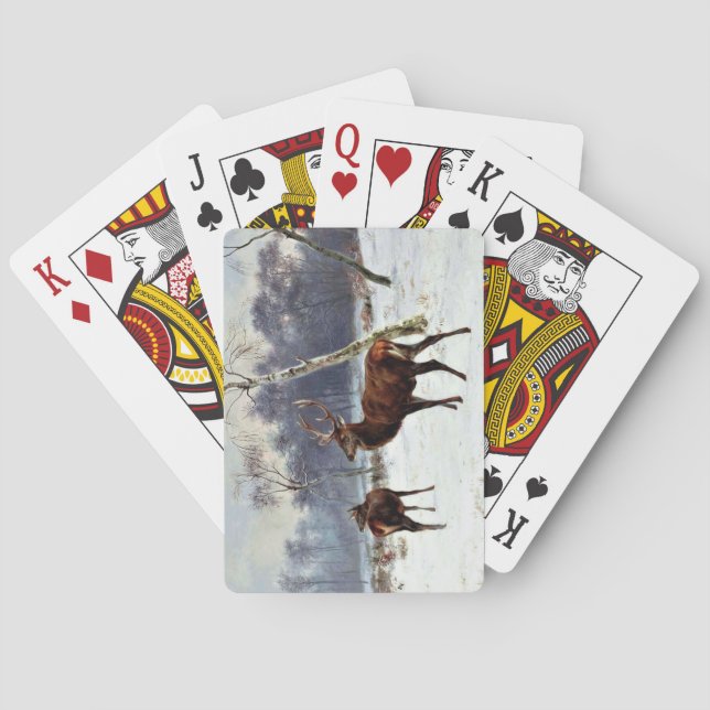 Baraja De Cartas Estadio y perro en un paisaje nevado (Reverso)