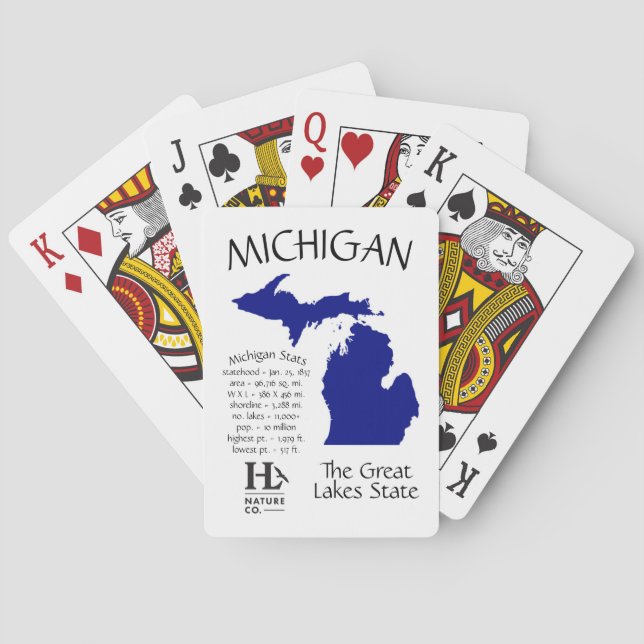 Baraja De Cartas Estadísticas de Michigan (Reverso)