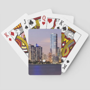 Baraja De Cartas Estados Unidos, Florida, Miami skyline al anochece