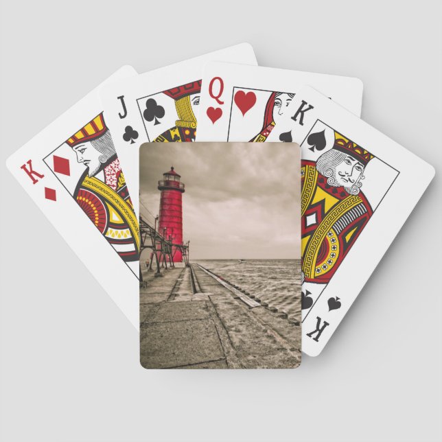 Baraja De Cartas Estados Unidos, Michigan, faro de Grand Haven (Reverso)