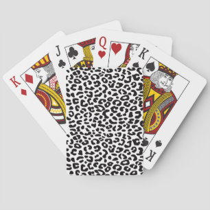 Baraja De Cartas Estampado Clásico de Leopardo en Blanco y Negro