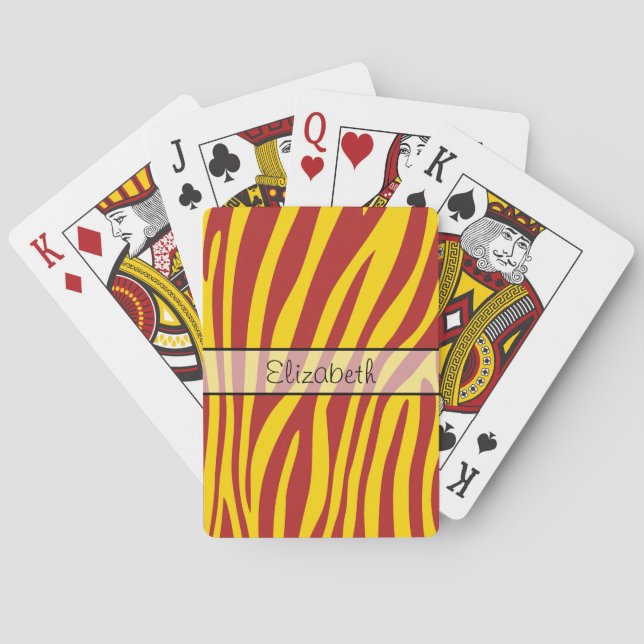 Baraja De Cartas Estampado de cebra animal retro 5 (Reverso)