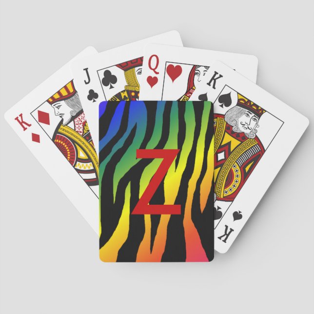 Baraja De Cartas Estampado de cebra arcoíris (Reverso)