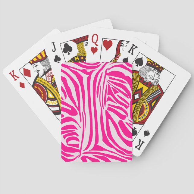 Baraja De Cartas Estampado de cebra rosa (Reverso)
