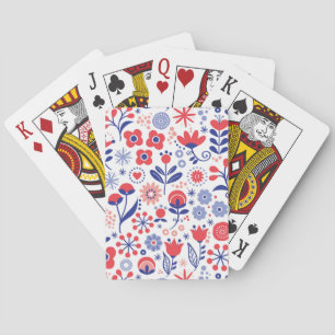 Baraja De Cartas Estampado de flores azul y coralino
