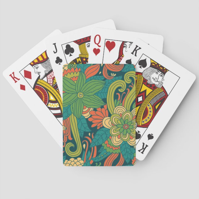 Baraja De Cartas Estampado de flores del verano (Reverso)