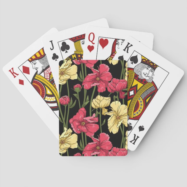 Baraja De Cartas Estampado de flores elegante 2 (Reverso)