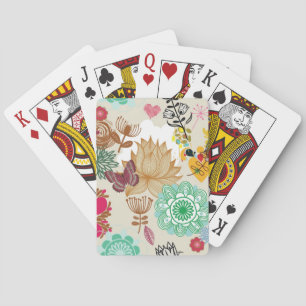 Baraja De Cartas Estampado de flores en estilo retro