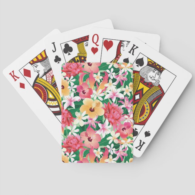 Baraja De Cartas Estampado de flores tropical del hibisco (Reverso)