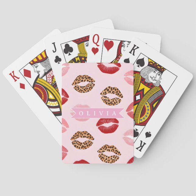 Baraja De Cartas Estampado de labios personalizado con estampado de (Reverso)