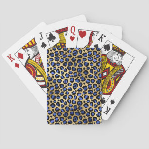 Baraja De Cartas Estampado de lunares de leopardo Glam dorado y azu