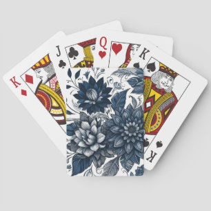 Baraja De Cartas Estampado floral bohemio azul y blanco