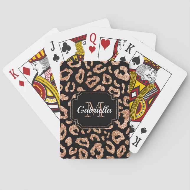 Baraja De Cartas Estampado leopardo del purpurina (Reverso)