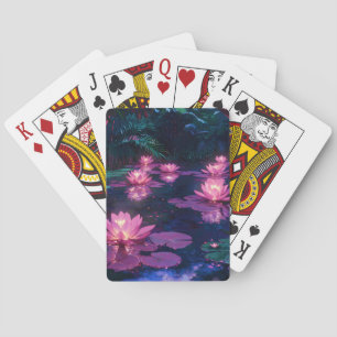 Baraja De Cartas Estanque de Loto Rosa Naturaleza Zen Medianoche