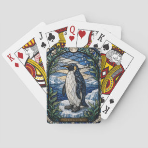 Baraja De Cartas Estante de hielo de pingüino vidrio teñido Illumin