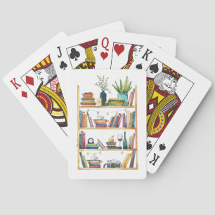 Baraja De Cartas Estantería de libros acogedores Vino Café