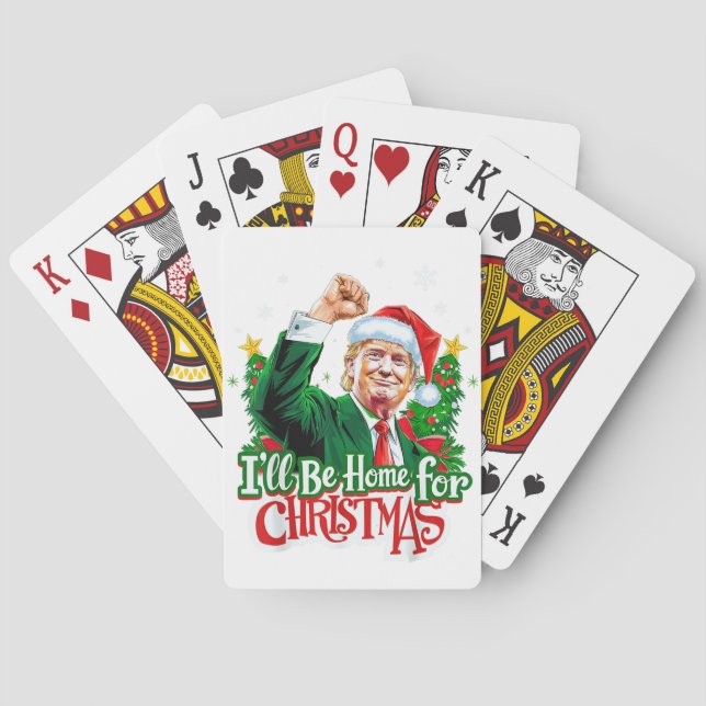 Baraja De Cartas Estaré en casa para Navidades Funny Trump Santa 20 (Reverso)