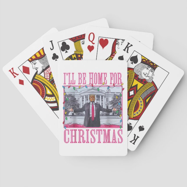Baraja De Cartas Estaré en casa para Navidades Funny Trump Santa Ha (Reverso)
