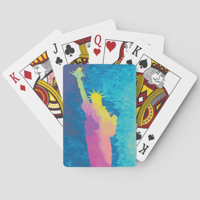 Baraja De Cartas Estatua de la acuarela de la libertad (Reverso)