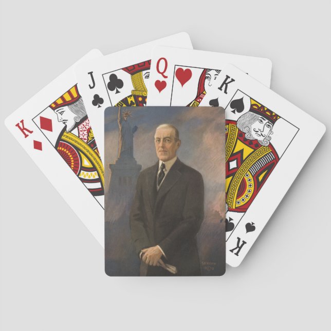 Baraja De Cartas Estatua de la Libertad y Presidente Woodrow Wilson (Reverso)
