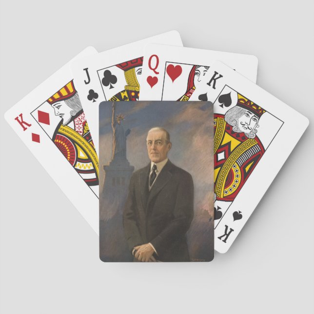 Baraja De Cartas Estatua de la Libertad y Presidente Woodrow Wilson (Reverso)