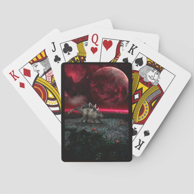 Baraja De Cartas Estegosaurio en escena dramática (Reverso)
