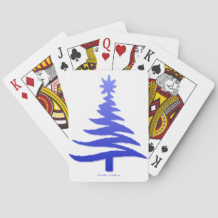 Baraja De Cartas Esténcil de árbol de navidad azul de cobalto