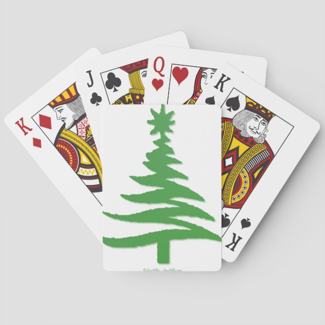 Baraja De Cartas Esténcil de árbol de navidad verde (Reverso)