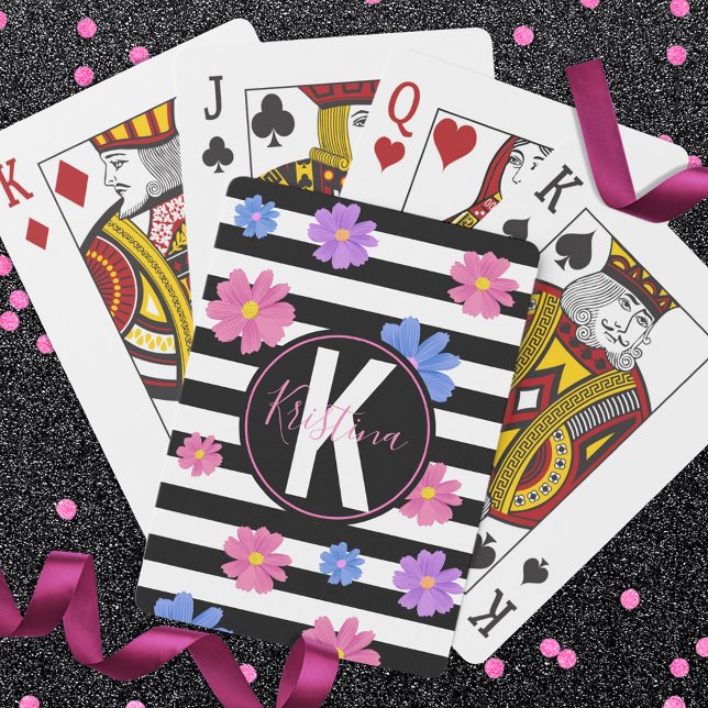 Baraja De Cartas Esterillas blancas y negras florales de moda perso (Subido por el creador)