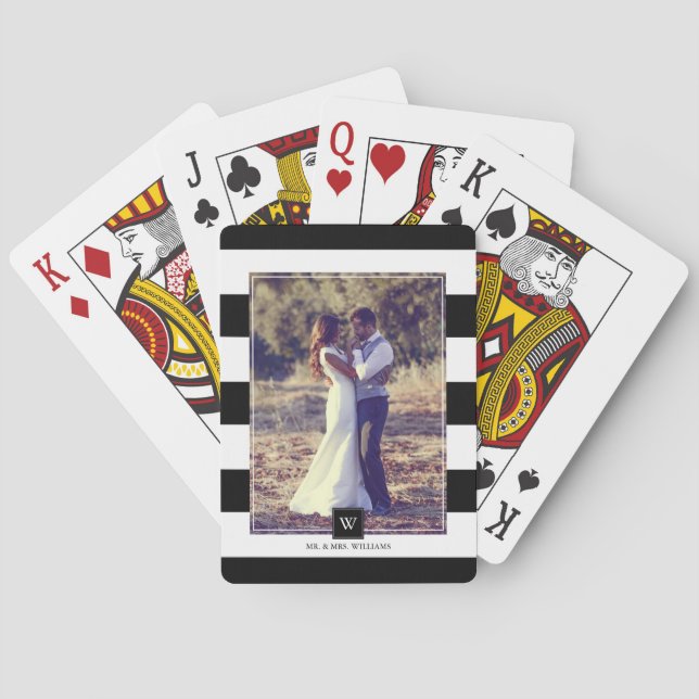 Baraja De Cartas Esterillas blancas y negras monogramadas (Reverso)