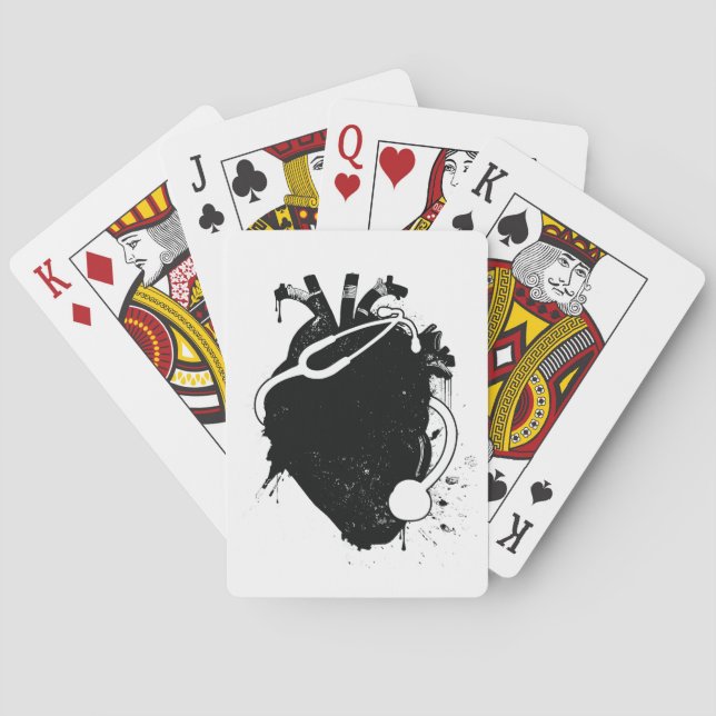 Baraja De Cartas estetoscopio anatómico del corazón (Reverso)