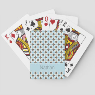 Baraja De Cartas Estilo azul y marrón Patrón de Argyle Monograma