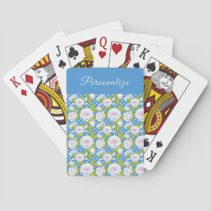 Baraja De Cartas Estilo Moderno Rosa Blanca Floral Azul