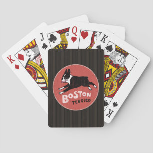 Baraja De Cartas Estilo Retro Boston Terrier Saltando Perro