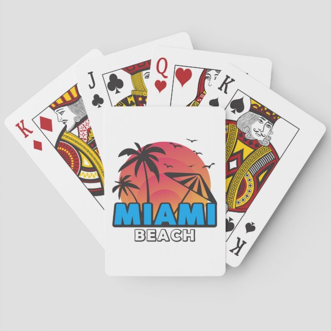 Baraja De Cartas Estilo Retro Viaje a Miami Beach  (Reverso)