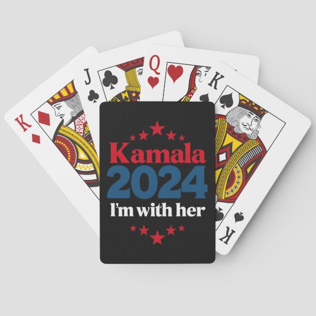 Baraja De Cartas Estoy con su voto de Kamala para el presidente Kam (Reverso)