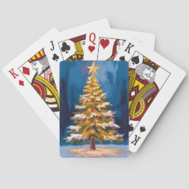Baraja De Cartas Estrella Brillante de Árbol de Navidad Acuarela