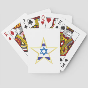 Baraja De Cartas Estrella de David Bandera Israelí con Ribete Dorad