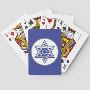 Baraja De Cartas Estrella de David Blanca sobre Fondo Azul