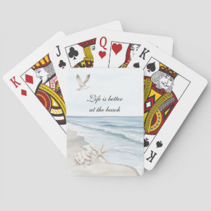 Baraja De Cartas Estrella de mar de la playa azul Océano Aves marin