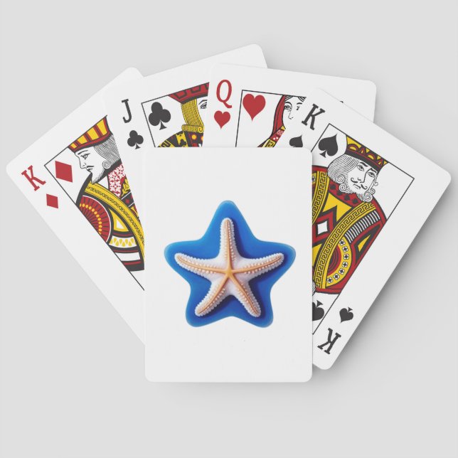 Baraja De Cartas Estrella de mar naranja en estrella azul (Reverso)