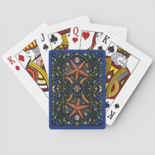 Baraja De Cartas Estrella de mar, vidrio emplomado de charca de mar