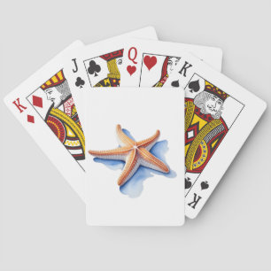 Baraja De Cartas Estrella de mar y silueta azul