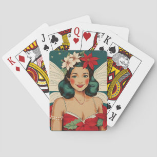Baraja De Cartas Estrella Pin-Up Tropical Retro de Navidad de los 5