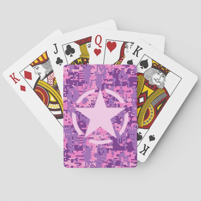 Baraja De Cartas Estrella rosa decoro al estilo de camo digital (Reverso)