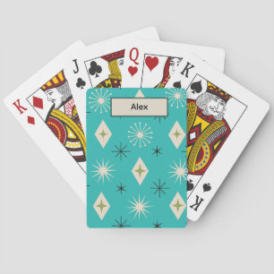 Baraja De Cartas Estrellas atómicas de mediados de siglo con diaman