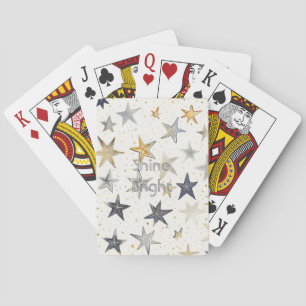 Baraja De Cartas Estrellas Azules Plateadas Doradas