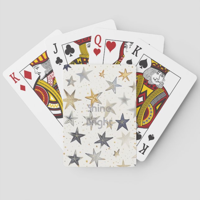 Baraja De Cartas Estrellas Azules Plateadas Doradas (Reverso)